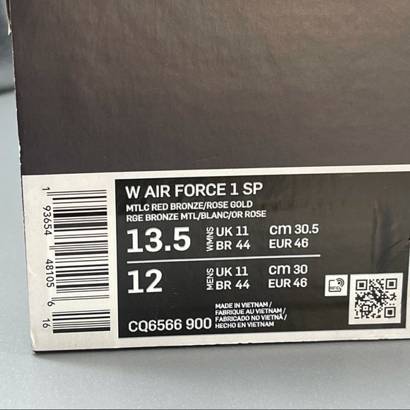 NEW Nike Air Force 1 Low White Rose Gold Sneakers Brand New - Picture 12 of 12